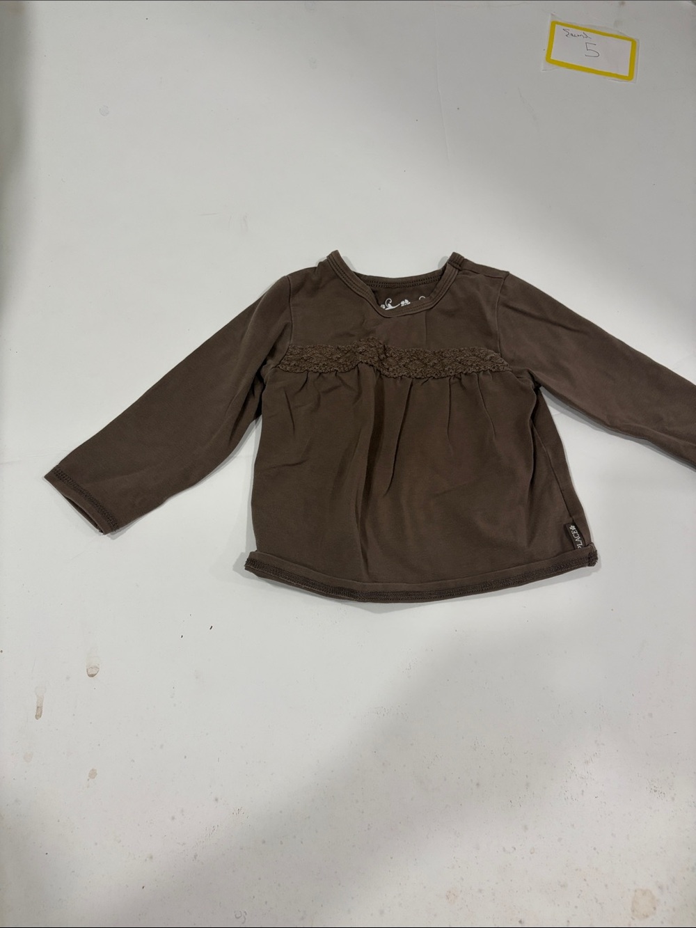 Place Brown Long Sleeve Lace-Trim Tee